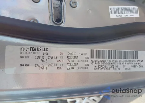 2016 Dodge Journey Se z USA, uszkodzony, nr VIN 3C4PDCAB4GT222672